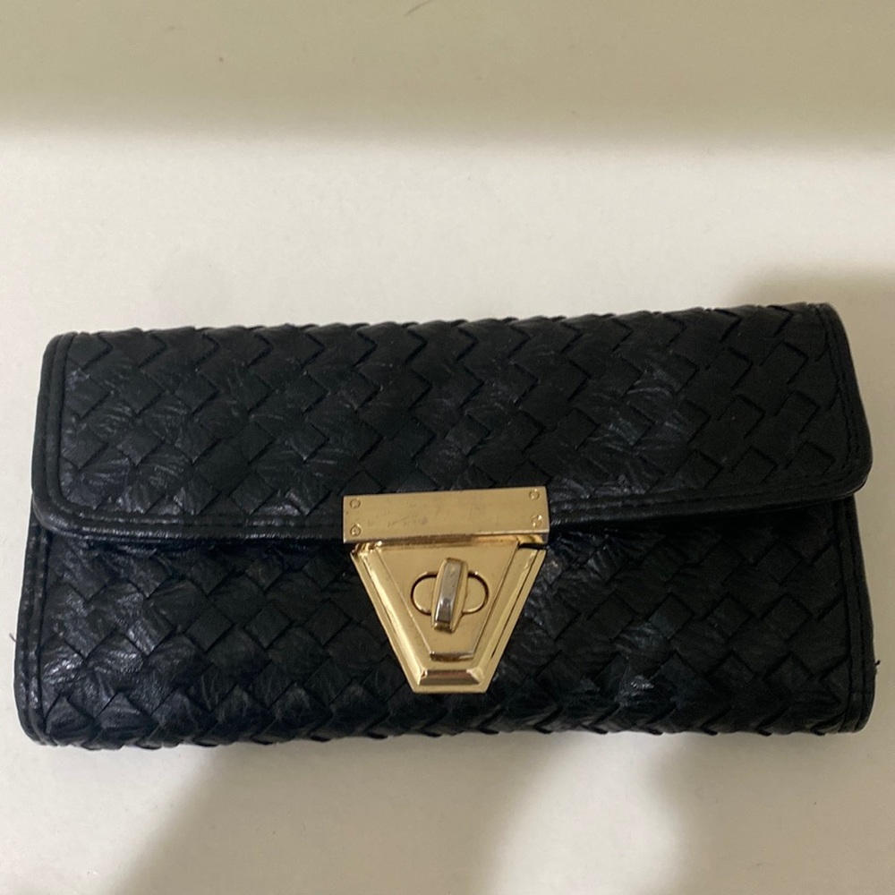 Black Wallet with Gold Details